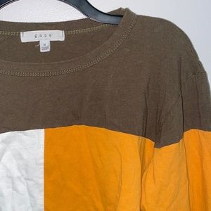 brown colorblock cropped 3/4 sleeve